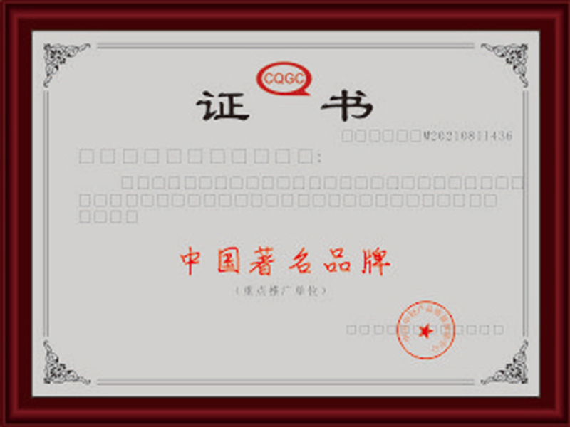 中国著名品牌证书
